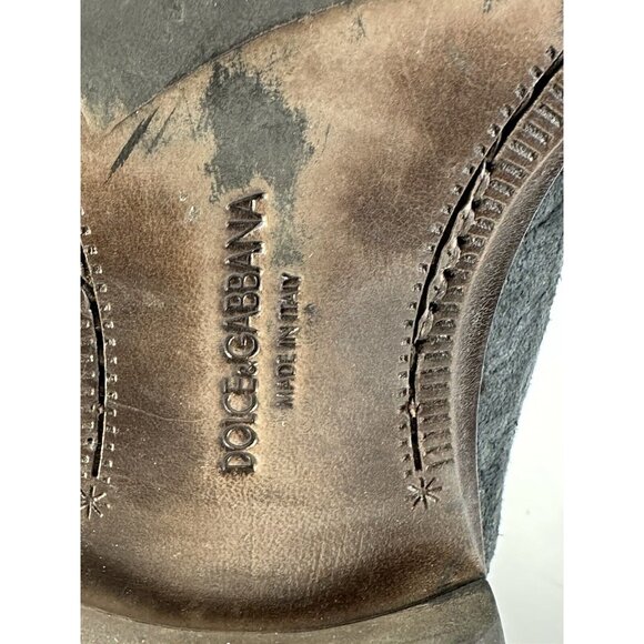 Dolce And Gabbana Double Monk Strap Distressed Suede & Leather Boots Size 11.5-U - Picture 15 of 16